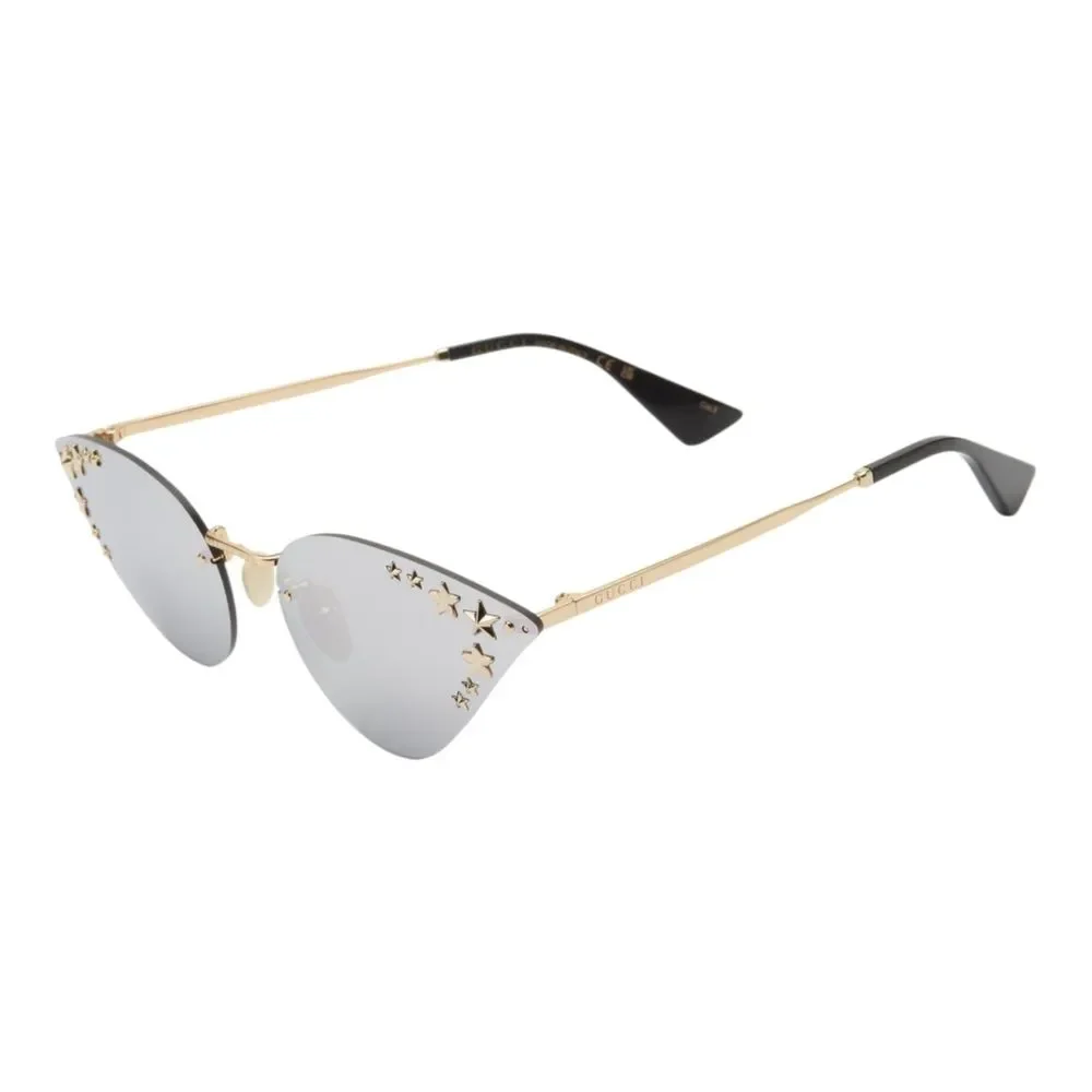 Gucci Designer Gold Star Gold Grey Patterned Sunglasses Italy - Picture 4 of 6